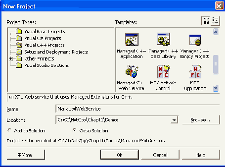 
  Managed C++ web Service (Web-   C++)
